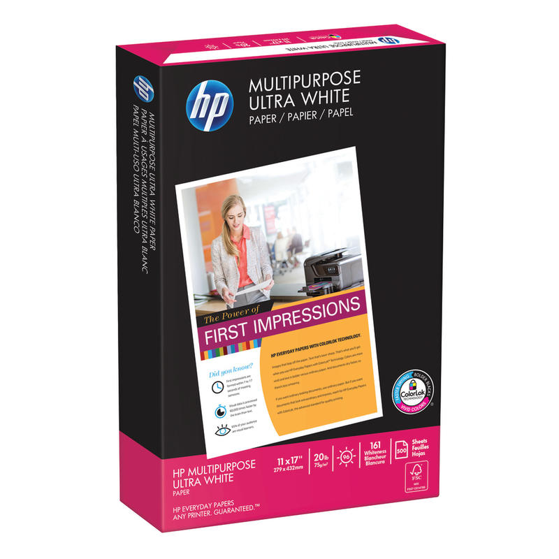HP Multi-Use Printer & Copier Paper, Ledger Size (11in x 17in), Ream Of 500 Sheets, 20 Lb, Ultra White (Min Order Qty 2) MPN:317410