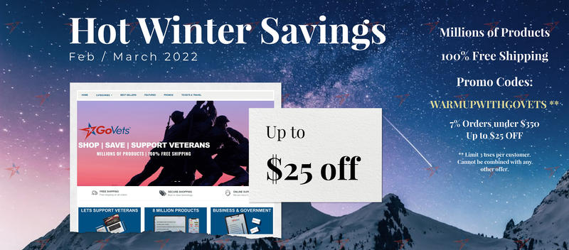 GoVets Winter Savings Event - 2022 - GoVets offers millions of products and 100% free shipping - Maintenance, Repair, Operations, Information Technology, Office Equipment, Office Supplies, Medical and Health and More.  Business and Government Accounts.