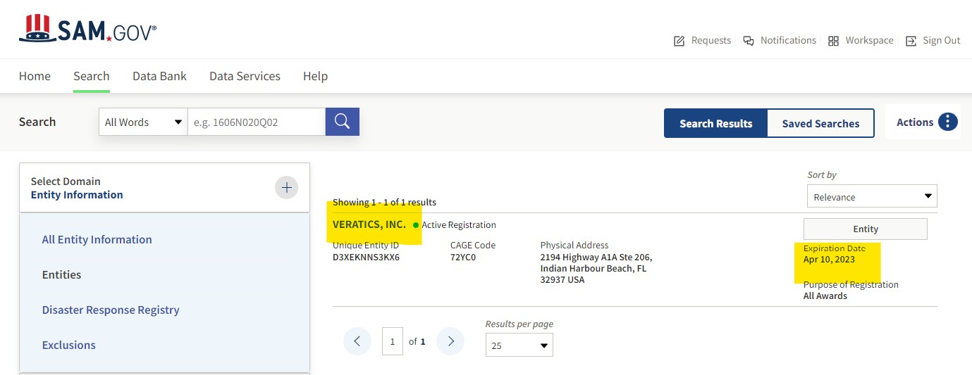 Veratics, Inc (DBA GoVets) - Registration in System for Award Management