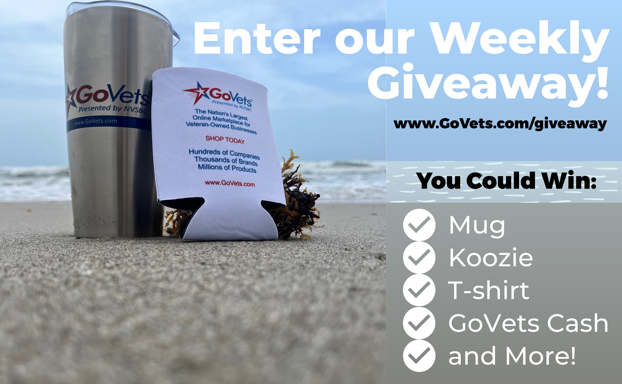 GoVets Weekly Giveaway - Win Tumblers, GoVets Cash, Prizes, and More.